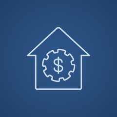 House with dollar symbol line icon.