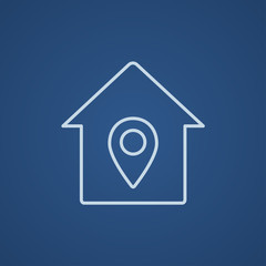 House with pointer line icon.