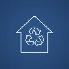 House with recycling symbol line icon.