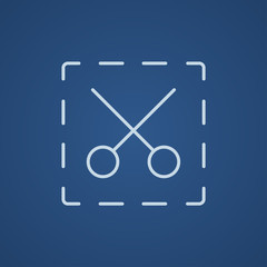 Scissors with dotted lines line icon.