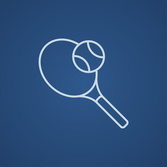 Tennis racket and ball line icon.