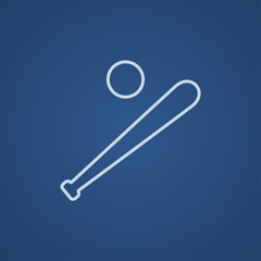 Baseball bat and ball line icon.
