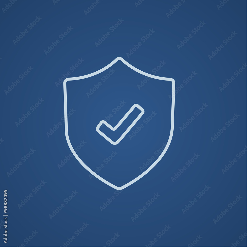Poster Shield with check mark line icon.