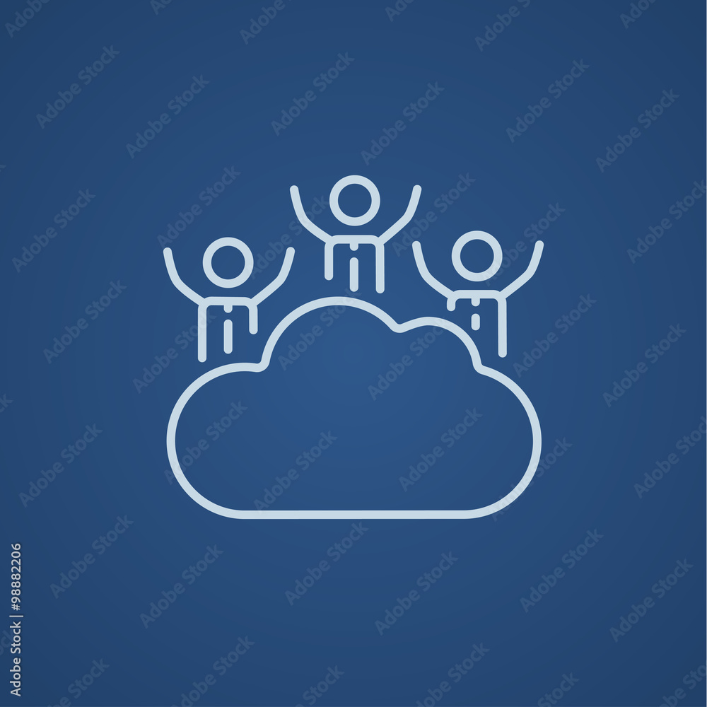 Poster cloud computing line icon.