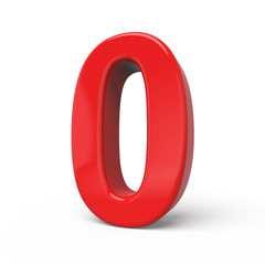 3d glossy red number 0