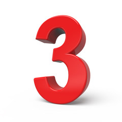 Fototapeta premium 3d glossy red number 3