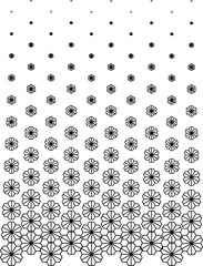 Asian flower pattern transforming into small pieces with white background