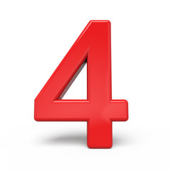 Obraz premium 3d glossy red number 4