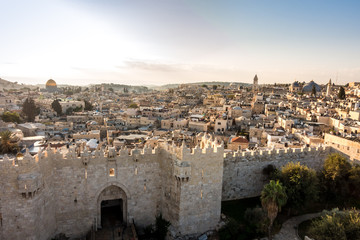 Fototapeta na wymiar Skyline of the Old City in Jerusalem from north, Israel.