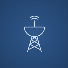 Radar satellite dish line icon.