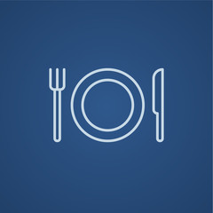 Plate with cutlery line icon.