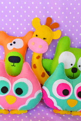 Crafts out of felt - felt handmade toy owl, bear, cat, giraffe 