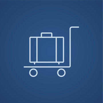 Luggage on trolley line icon.