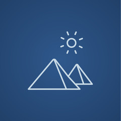 Egyptian pyramids line icon.