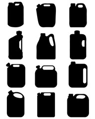 Black silhouettes of different canisters, vector