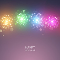 Realistic vector Colorful Fireworks Background.
