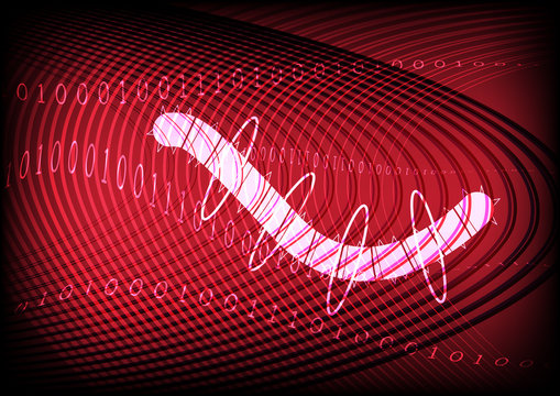 Worm Traffic Technology Red Background Vector Illustration