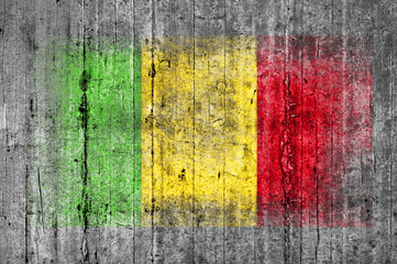 Mali flag painted on background texture gray concrete