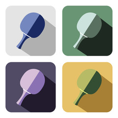 Vector icon. Set of colorful icons of ping pong racket, isolated on the white background