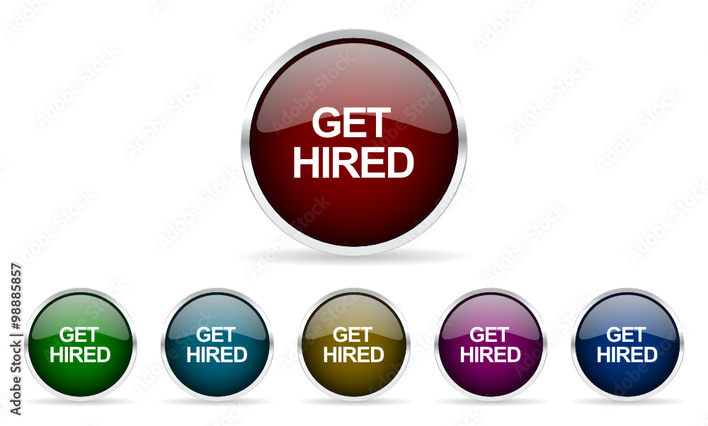 Poster get hired vector icon set