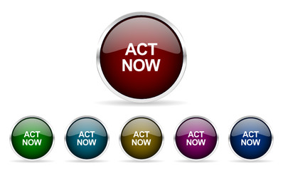 act now vector icon set