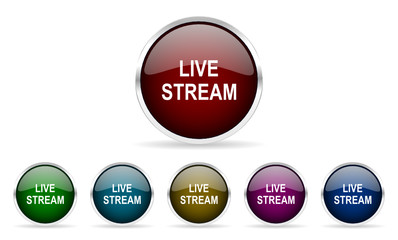 live stream vector icon set