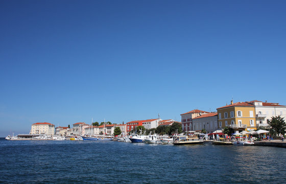 Tourist harbor in Porec  in Croatia in the summer day.