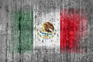 Mexico flag painted on background texture gray concrete