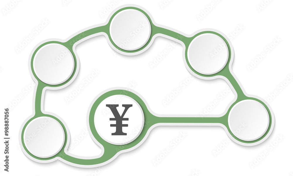 Poster vector circular text boxes for your text and yen symbol