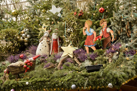decorated stall roof at  Xmas market time, Stuttgart
