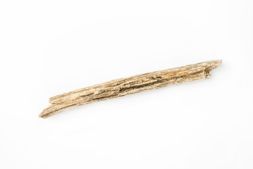 Dry tree branch isolated on white background.