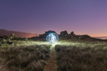 Abstract Light Painting sphere in a field