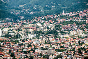 Fototapeta na wymiar Aerial view on Sarajevo city, Bosnia and Herzegovina