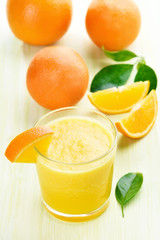 Orange smoothie in glass