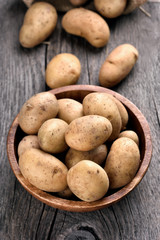 Raw potatoes in bowl