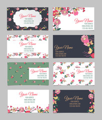 Set of eight floral visit cards