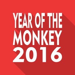 Text Year Of The Monkey 2016. Red background with shadow.