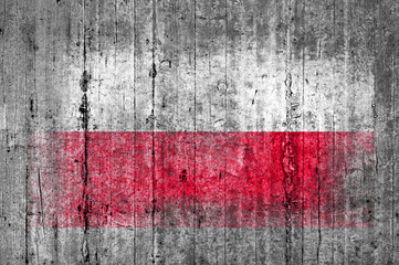 Poland flag painted on background texture gray concrete
