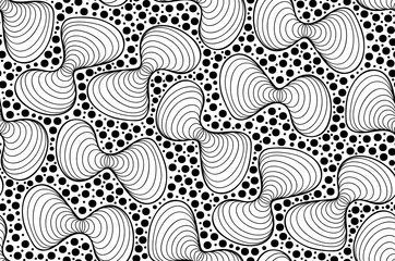 Vector seamless wave background of doodle drawn lines