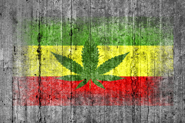 Rasta flag painted on background texture gray concrete