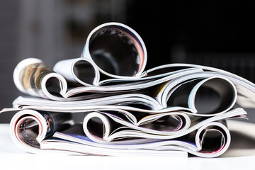 Close-up of magazine pages