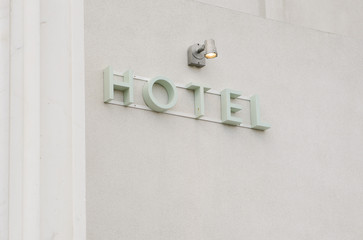 England, Morecambe, 08/16/2015, Vintage by the sea weekend at the Midland Hotel, Midland Hotel art deco exterior and sign.