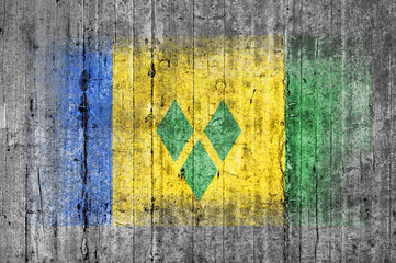 Saint Vincent and the Grenadines flag painted on background text