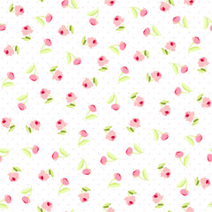 Seamless floral pattern with pink roses - 98893240