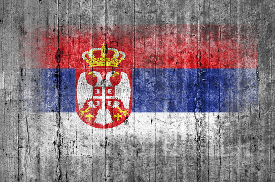Serbia flag painted on background texture gray concrete