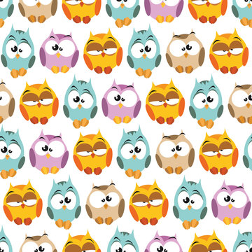 Pattern with cartoon owls