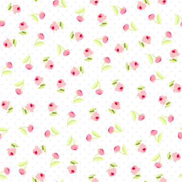 Seamless floral pattern with pink roses