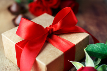 Gift with a red bow  