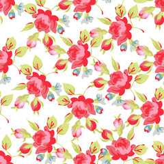 Seamless floral pattern with red roses