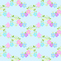 Sewing fabric with Seamless floral pattern with little pink and blue ...